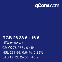 カラーコード: RGB 26 38.6 116.6 | qconv.com