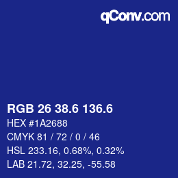 カラーコード: RGB 26 38.6 136.6 | qconv.com