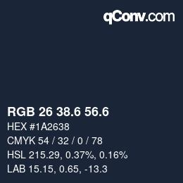 カラーコード: RGB 26 38.6 56.6 | qconv.com