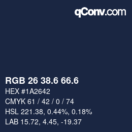 カラーコード: RGB 26 38.6 66.6 | qconv.com
