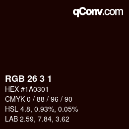 カラーコード: RGB 26 3 1 | qconv.com