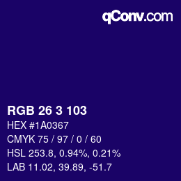 カラーコード: RGB 26 3 103 | qconv.com
