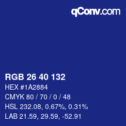 Color code: RGB 26 40 132 | qconv.com