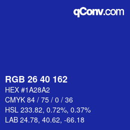Color code: RGB 26 40 162 | qconv.com