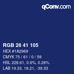 カラーコード: RGB 26 41 105 | qconv.com
