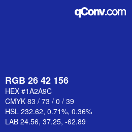 カラーコード: RGB 26 42 156 | qconv.com