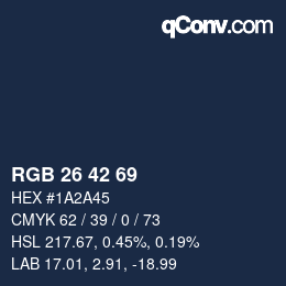 カラーコード: RGB 26 42 69 | qconv.com