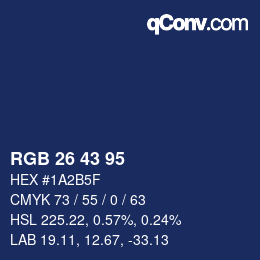 Color code: RGB 26 43 95 | qconv.com