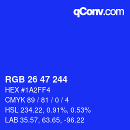 Color code: RGB 26 47 244 | qconv.com