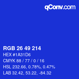 Color code: RGB 26 49 214 | qconv.com