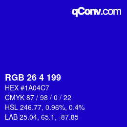 Color code: RGB 26 4 199 | qconv.com
