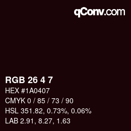 Color code: RGB 26 4 7 | qconv.com