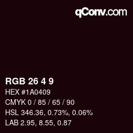 Farbcode: RGB 26 4 9 | qconv.com