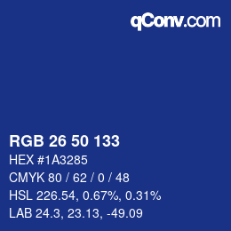 Color code: RGB 26 50 133 | qconv.com