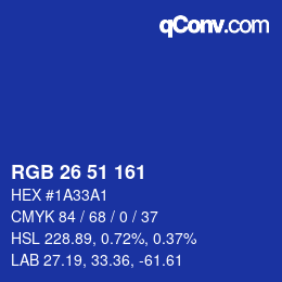 颜色代码: RGB 26 51 161 | qconv.com