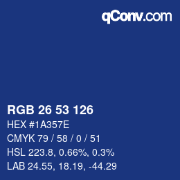 Color code: RGB 26 53 126 | qconv.com