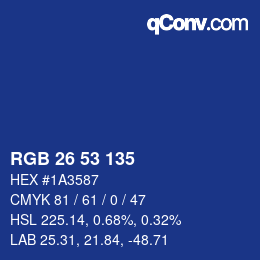 カラーコード: RGB 26 53 135 | qconv.com