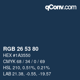 カラーコード: RGB 26 53 80 | qconv.com