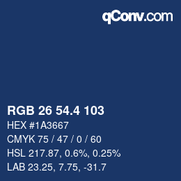 カラーコード: RGB 26 54.4 103 | qconv.com