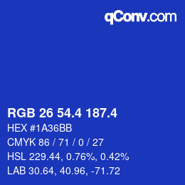 カラーコード: RGB 26 54.4 187.4 | qconv.com