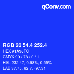 カラーコード: RGB 26 54.4 252.4 | qconv.com