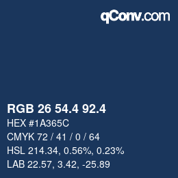 カラーコード: RGB 26 54.4 92.4 | qconv.com