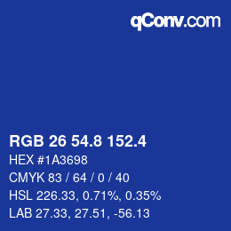 カラーコード: RGB 26 54.8 152.4 | qconv.com