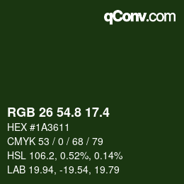 カラーコード: RGB 26 54.8 17.4 | qconv.com