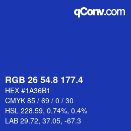 カラーコード: RGB 26 54.8 177.4 | qconv.com