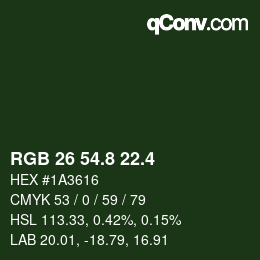 カラーコード: RGB 26 54.8 22.4 | qconv.com