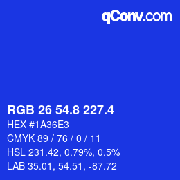 カラーコード: RGB 26 54.8 227.4 | qconv.com