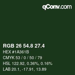 カラーコード: RGB 26 54.8 27.4 | qconv.com