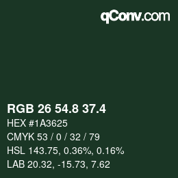 カラーコード: RGB 26 54.8 37.4 | qconv.com