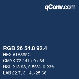 カラーコード: RGB 26 54.8 92.4 | qconv.com