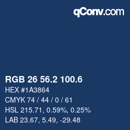 カラーコード: RGB 26 56.2 100.6 | qconv.com