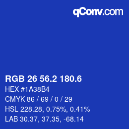 カラーコード: RGB 26 56.2 180.6 | qconv.com