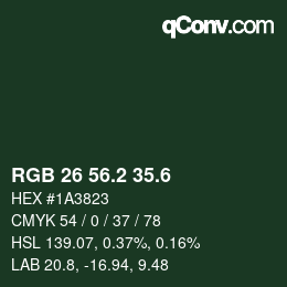 カラーコード: RGB 26 56.2 35.6 | qconv.com