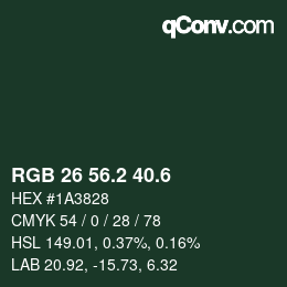 カラーコード: RGB 26 56.2 40.6 | qconv.com