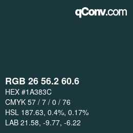 カラーコード: RGB 26 56.2 60.6 | qconv.com