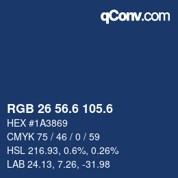 カラーコード: RGB 26 56.6 105.6 | qconv.com