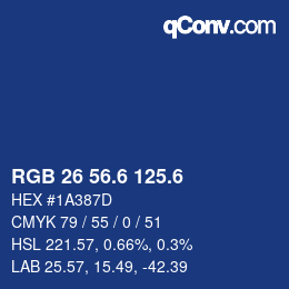 カラーコード: RGB 26 56.6 125.6 | qconv.com