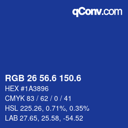 カラーコード: RGB 26 56.6 150.6 | qconv.com