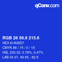 カラーコード: RGB 26 56.6 215.6 | qconv.com