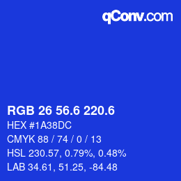カラーコード: RGB 26 56.6 220.6 | qconv.com