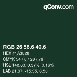 カラーコード: RGB 26 56.6 40.6 | qconv.com
