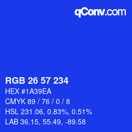 Farbcode: RGB 26 57 234 | qconv.com