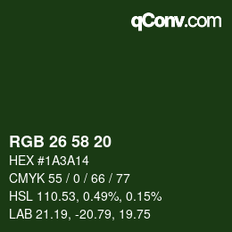 Farbcode: RGB 26 58 20 | qconv.com