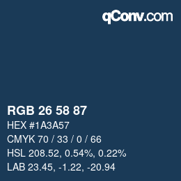 Color code: RGB 26 58 87 | qconv.com