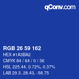 Color code: RGB 26 59 162 | qconv.com
