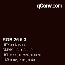Color code: RGB 26 5 3 | qconv.com
